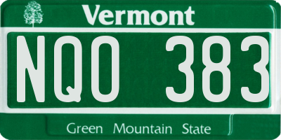 VT license plate NQO383