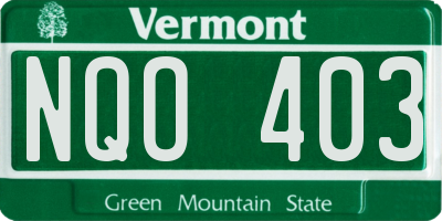 VT license plate NQO403
