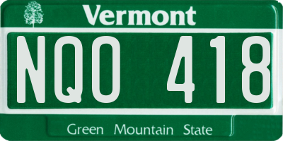 VT license plate NQO418