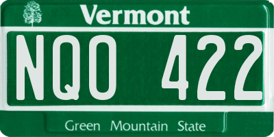 VT license plate NQO422