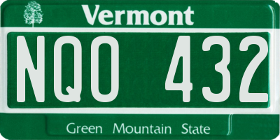 VT license plate NQO432