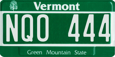 VT license plate NQO444