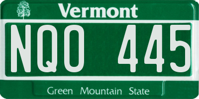 VT license plate NQO445