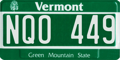 VT license plate NQO449