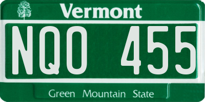 VT license plate NQO455