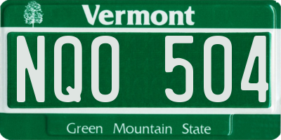 VT license plate NQO504