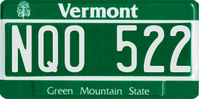 VT license plate NQO522