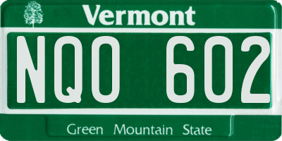 VT license plate NQO602