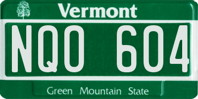 VT license plate NQO604