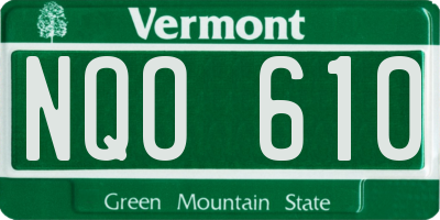 VT license plate NQO610