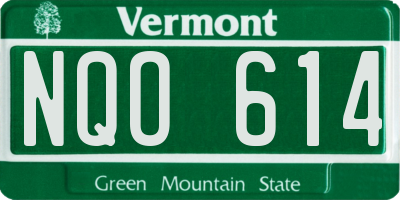 VT license plate NQO614