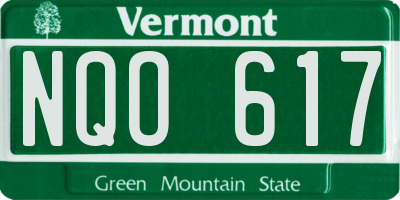 VT license plate NQO617