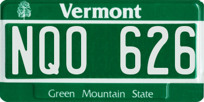VT license plate NQO626