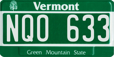 VT license plate NQO633