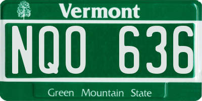 VT license plate NQO636
