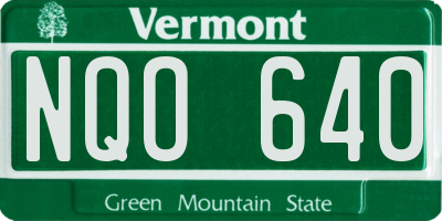VT license plate NQO640