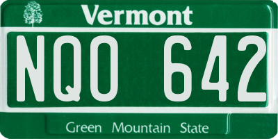 VT license plate NQO642