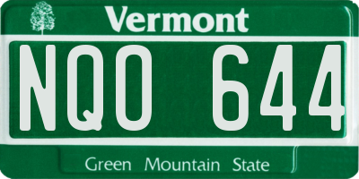 VT license plate NQO644