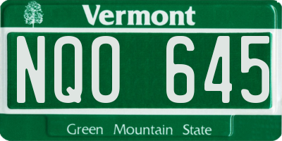 VT license plate NQO645