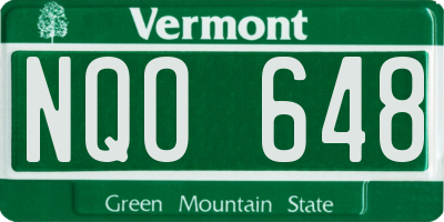 VT license plate NQO648