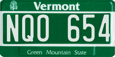 VT license plate NQO654