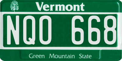 VT license plate NQO668