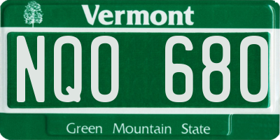 VT license plate NQO680