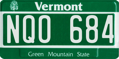 VT license plate NQO684
