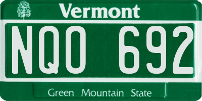 VT license plate NQO692