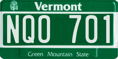 VT license plate NQO701