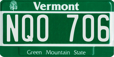 VT license plate NQO706