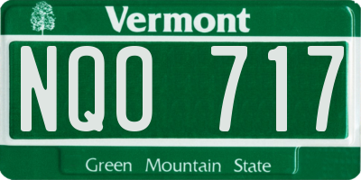 VT license plate NQO717