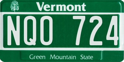 VT license plate NQO724
