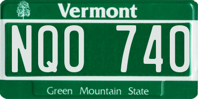 VT license plate NQO740
