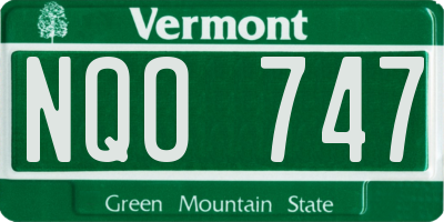 VT license plate NQO747