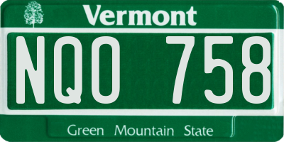 VT license plate NQO758