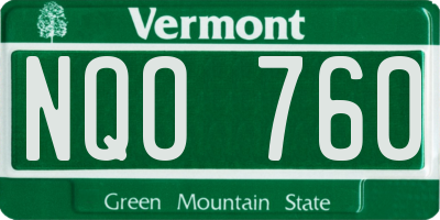 VT license plate NQO760