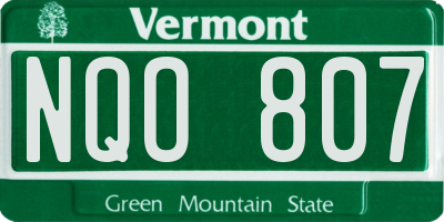 VT license plate NQO807
