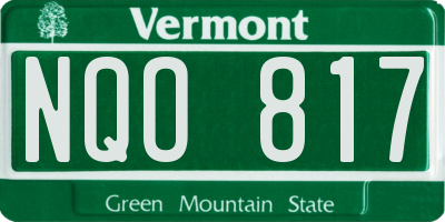 VT license plate NQO817