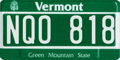 VT license plate NQO818