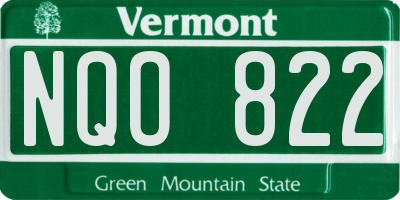 VT license plate NQO822
