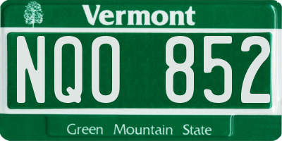 VT license plate NQO852