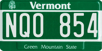 VT license plate NQO854