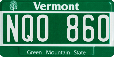 VT license plate NQO860