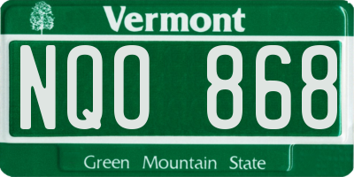 VT license plate NQO868