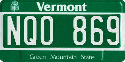 VT license plate NQO869