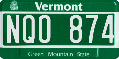 VT license plate NQO874