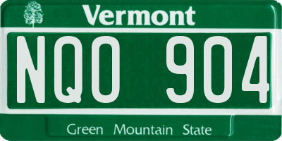 VT license plate NQO904