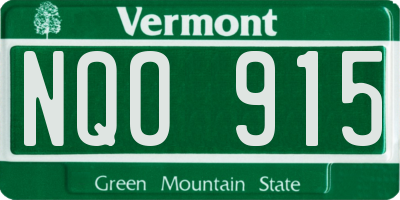 VT license plate NQO915