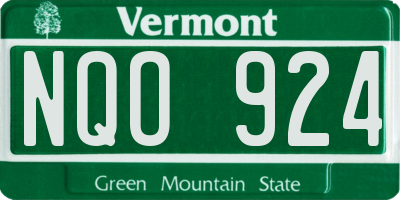 VT license plate NQO924